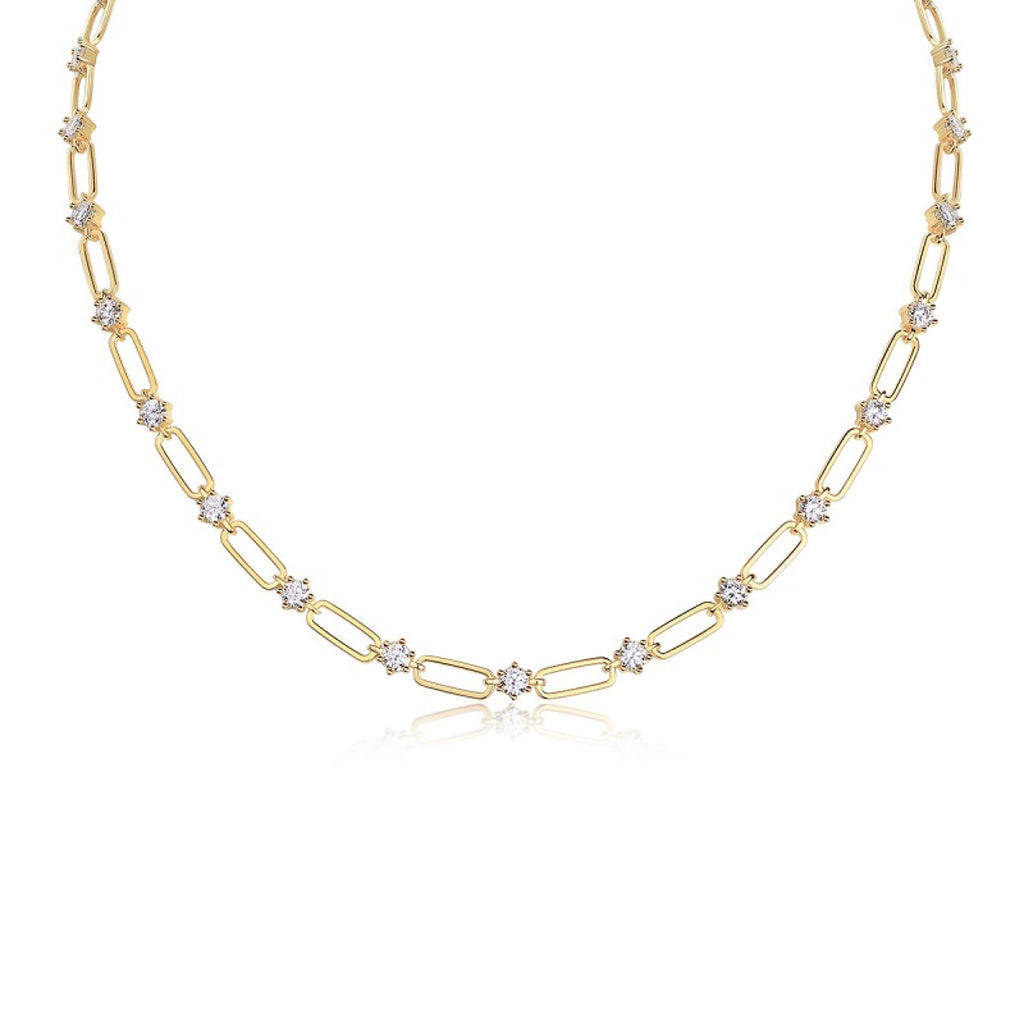 Graffetta Moissanite Chain Bracelet in Gold-Tone Sterling Silver