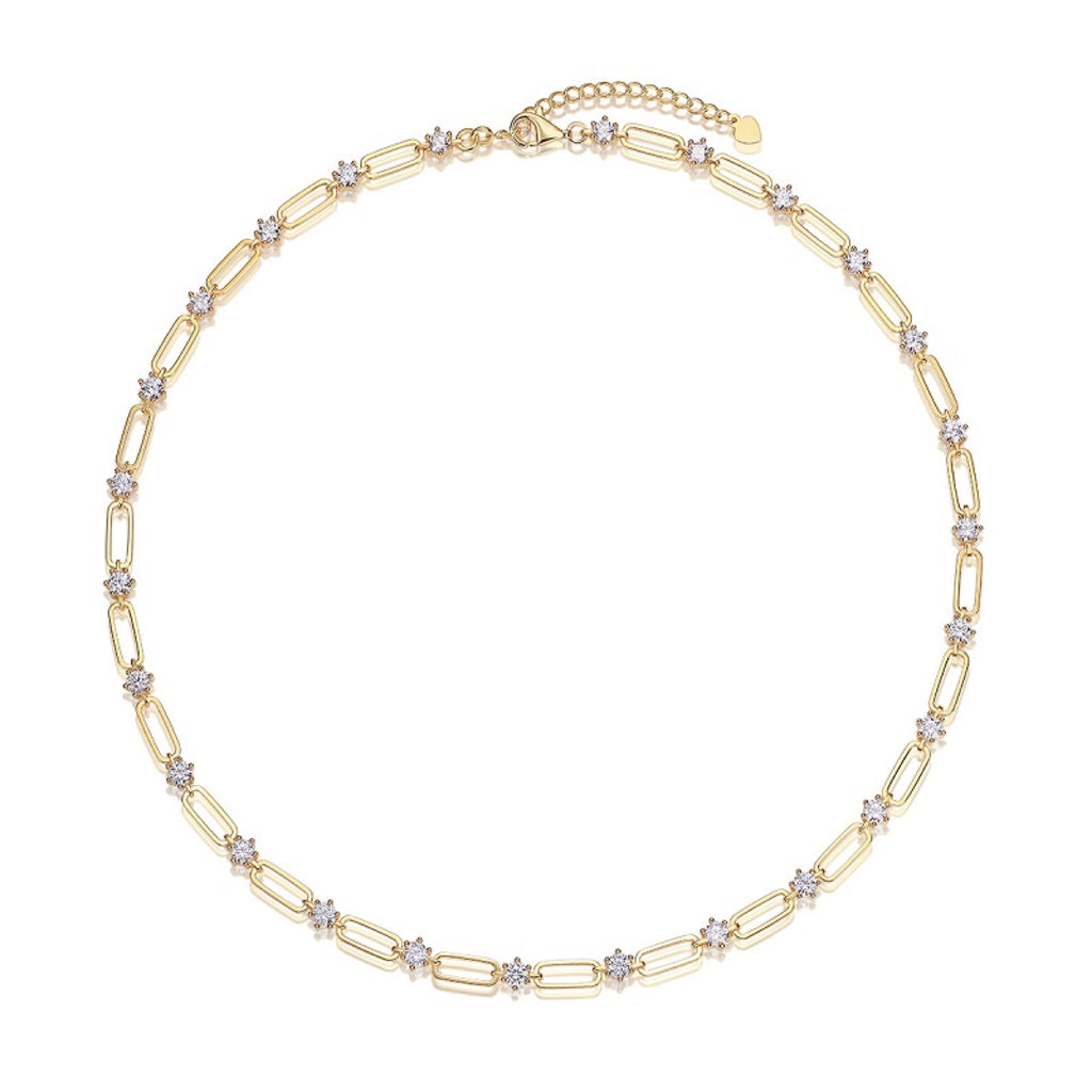 Graffetta Moissanite Chain Bracelet in Gold-Tone Sterling Silver