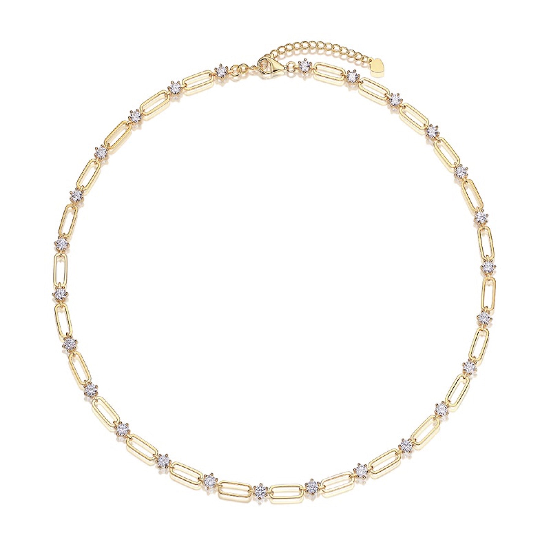 Graffetta Moissanite Chain Bracelet in Gold-Tone Sterling Silver