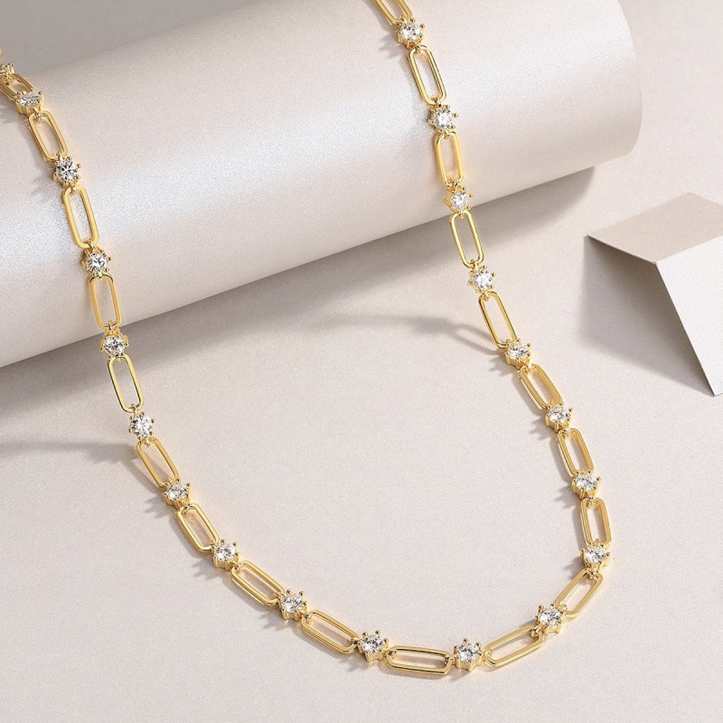 Graffetta Moissanite Chain Bracelet in Gold-Tone Sterling Silver