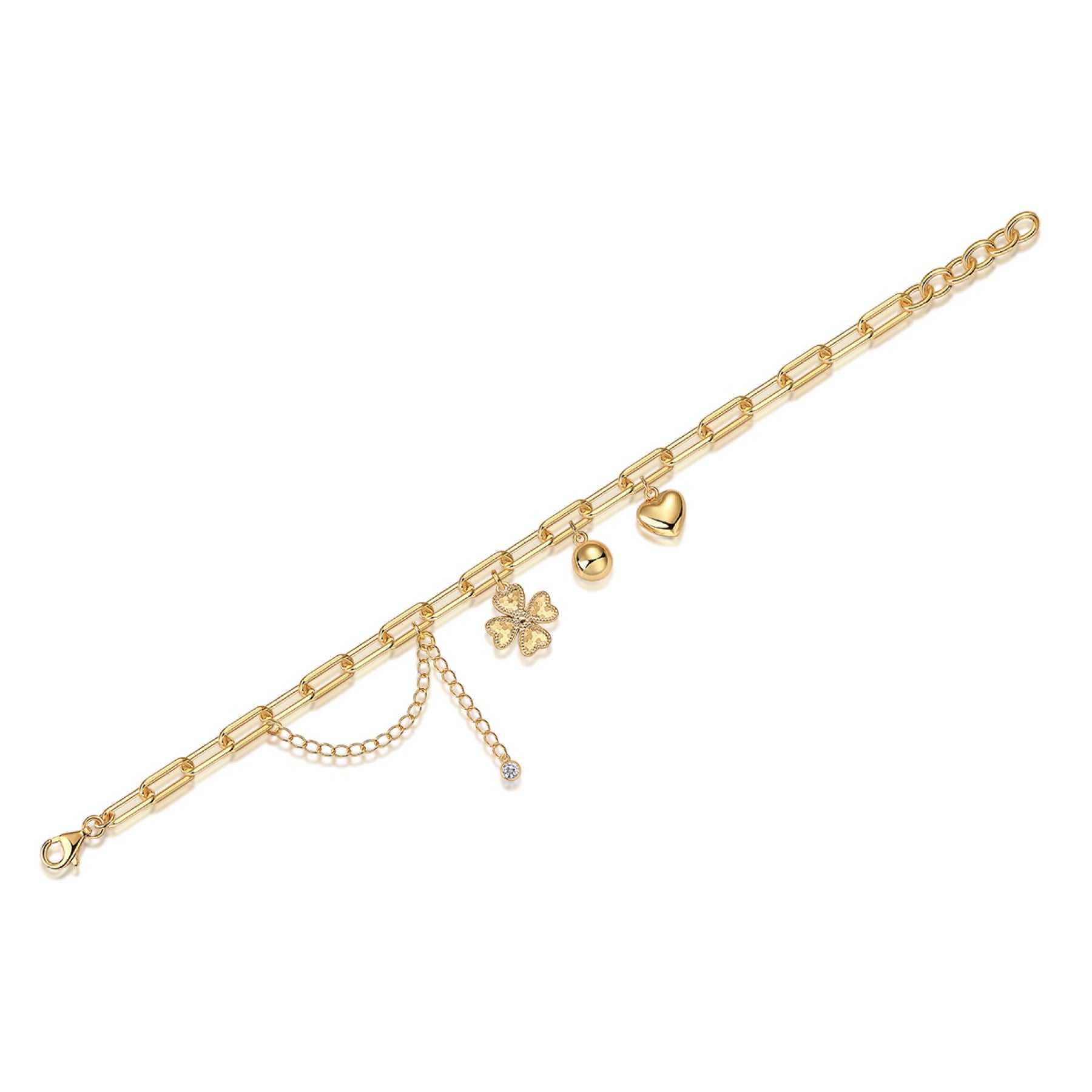 Portafortuna Moissanite Charm Bracelet in Gold-Tone Sterling Silver