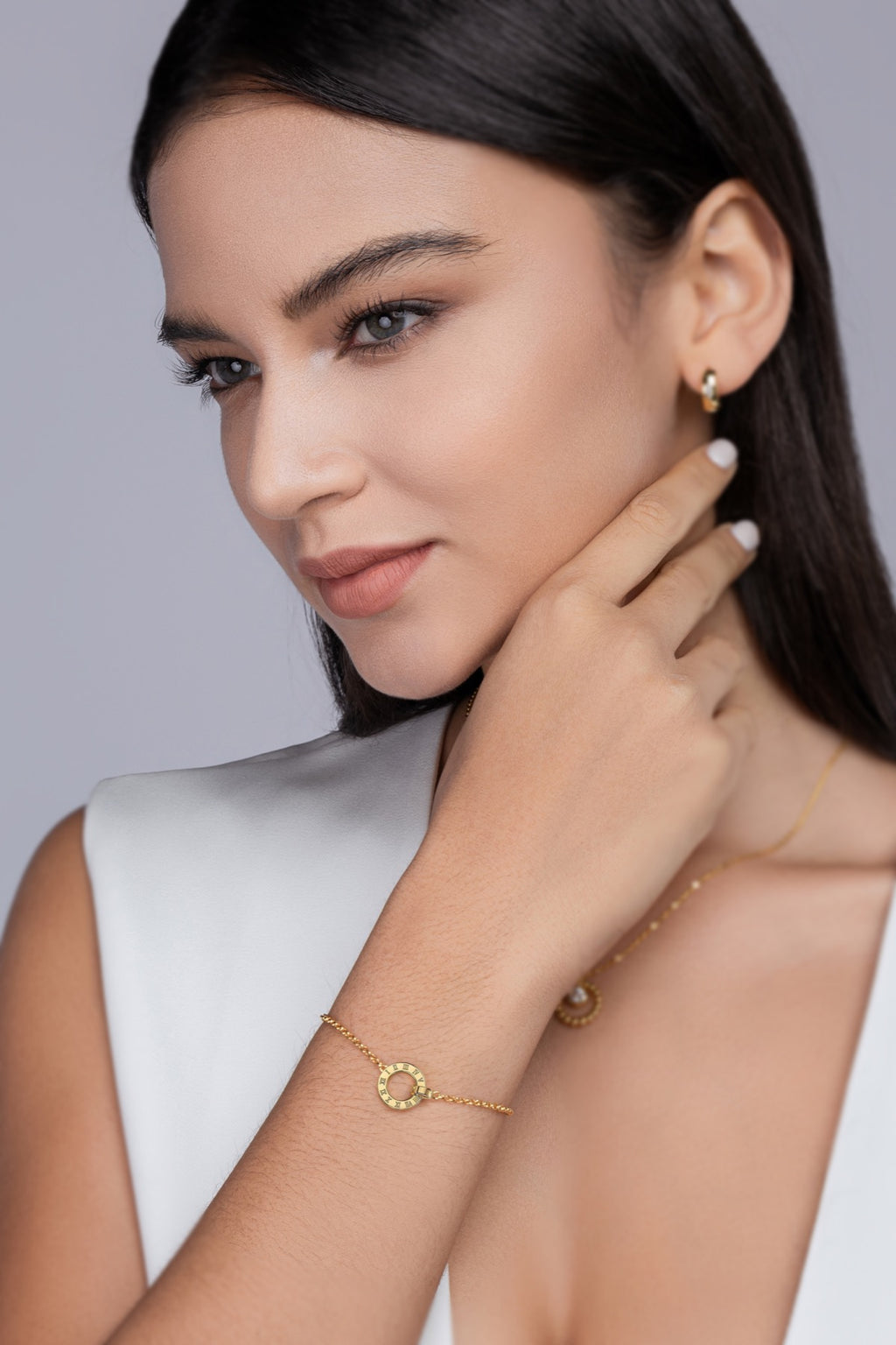 Tempus Moissanite Beaded Bracelet in Gold-Tone Sterling Silver