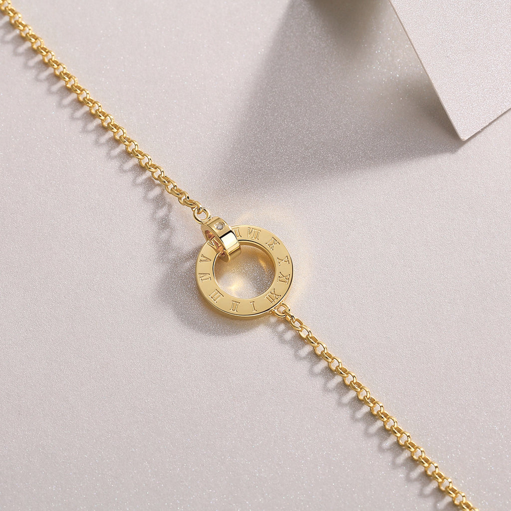 Tempus Moissanite Beaded Bracelet in Gold-Tone Sterling Silver