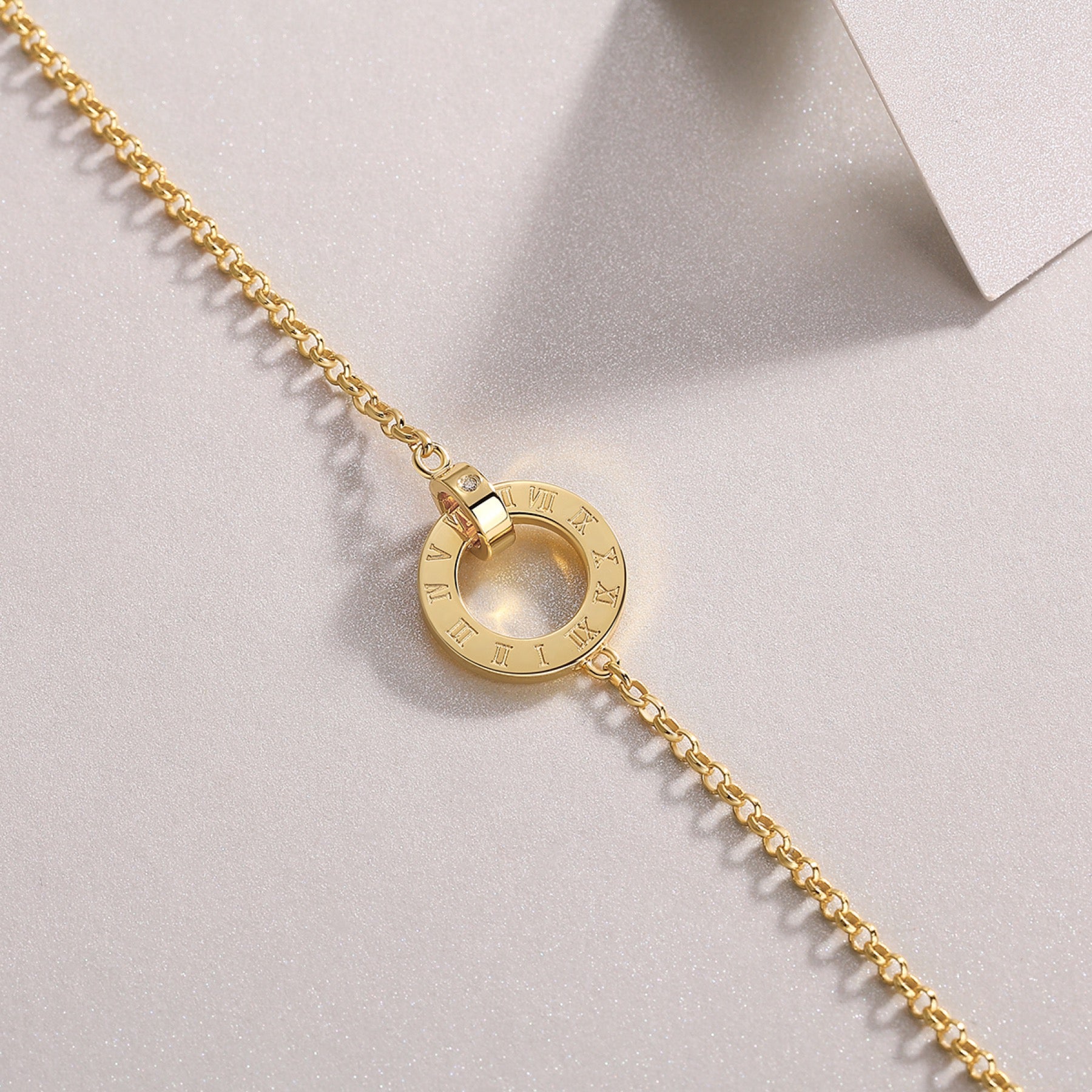 Tempus Moissanite Beaded Bracelet in Gold-Tone Sterling Silver