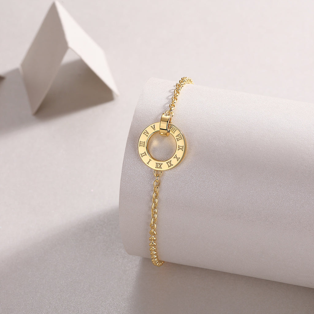 Tempus Moissanite Beaded Bracelet in Gold-Tone Sterling Silver