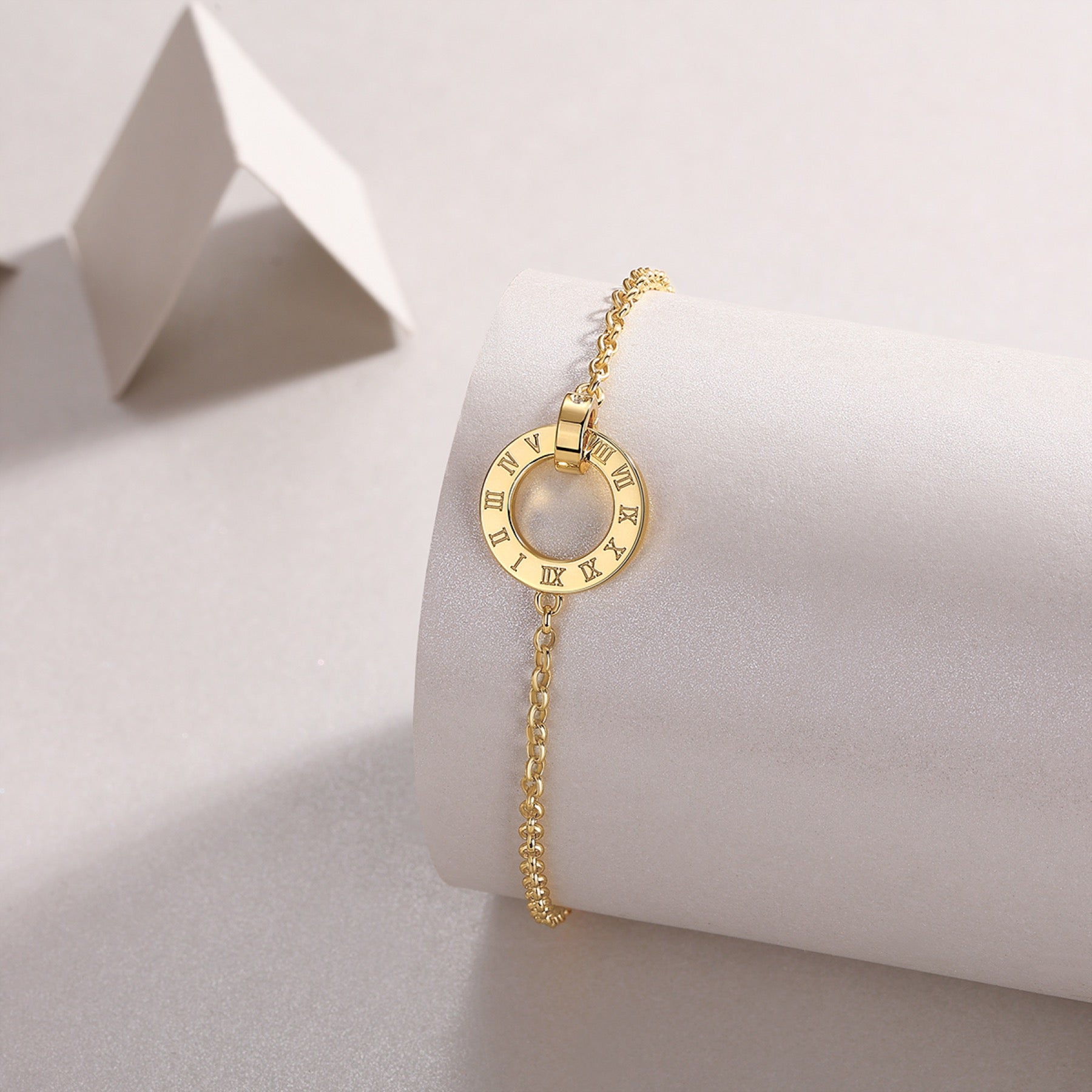 Tempus Moissanite Beaded Bracelet in Gold-Tone Sterling Silver
