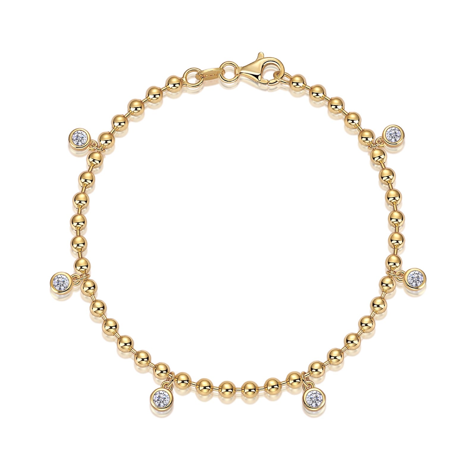 Chime Moissanite Beaded Bracelet in Gold-Tone Sterling Silver