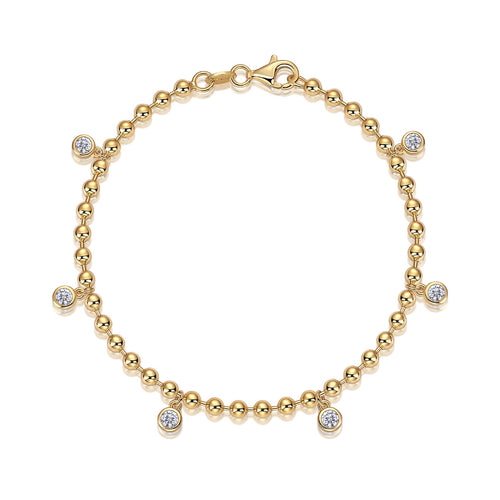 Chime Moissanite Beaded Bracelet in Gold-Tone Sterling Silver