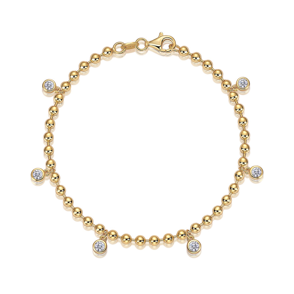 Chime Moissanite Beaded Bracelet in Gold-Tone Sterling Silver
