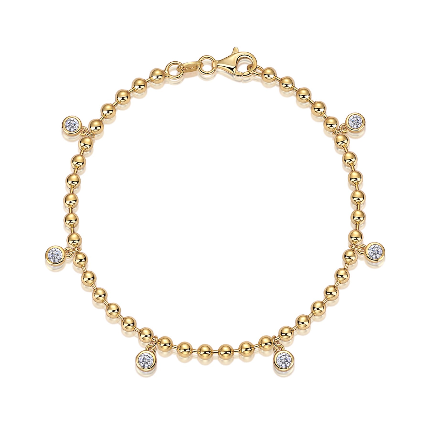 Chime Moissanite Beaded Bracelet in Gold-Tone Sterling Silver