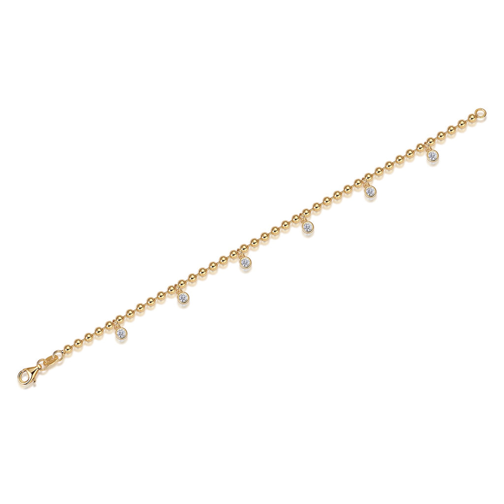 Chime Moissanite Beaded Bracelet in Gold-Tone Sterling Silver
