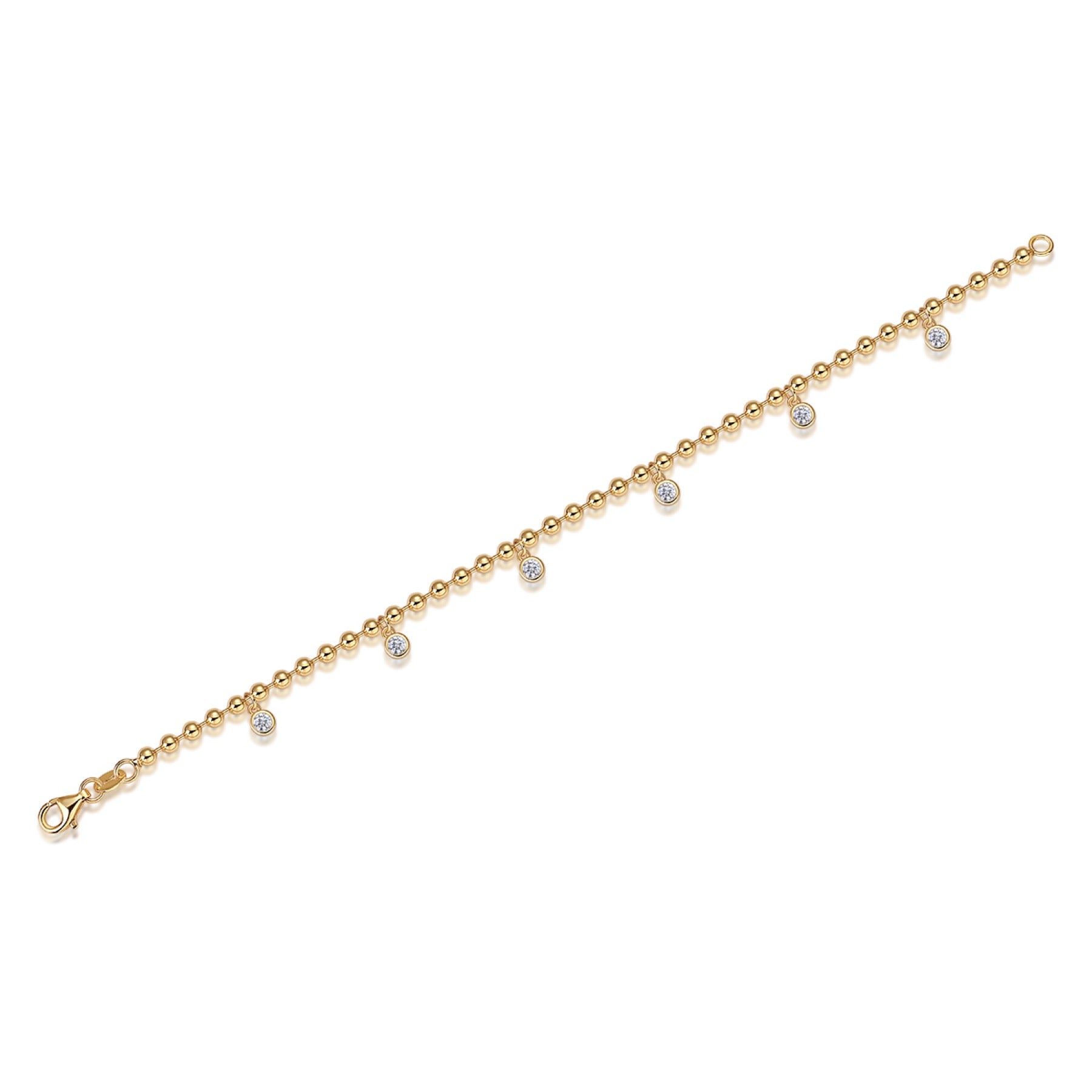 Chime Moissanite Beaded Bracelet in Gold-Tone Sterling Silver