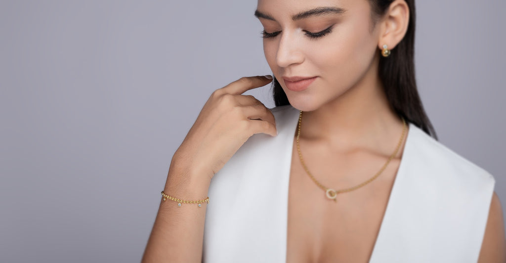 Chime Moissanite Beaded Bracelet in Gold-Tone Sterling Silver