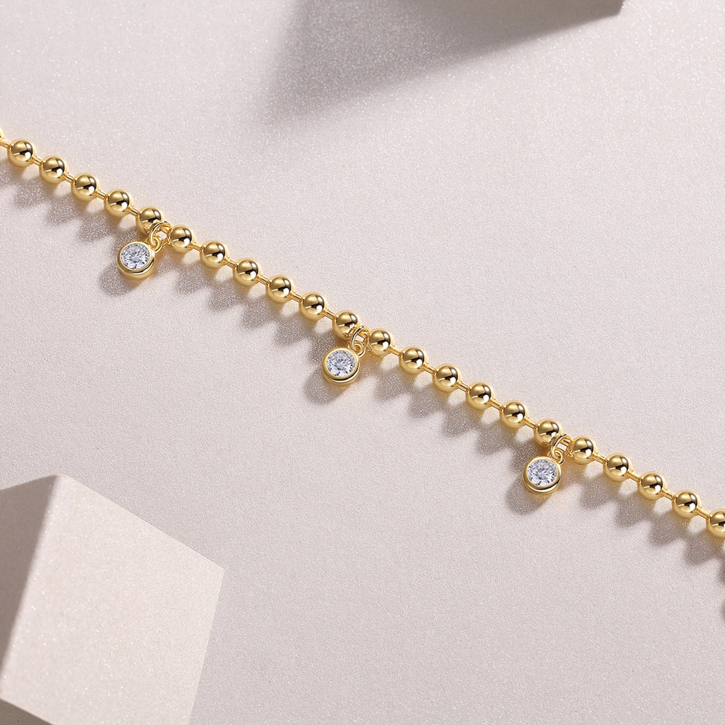 Chime Moissanite Beaded Bracelet in Gold-Tone Sterling Silver