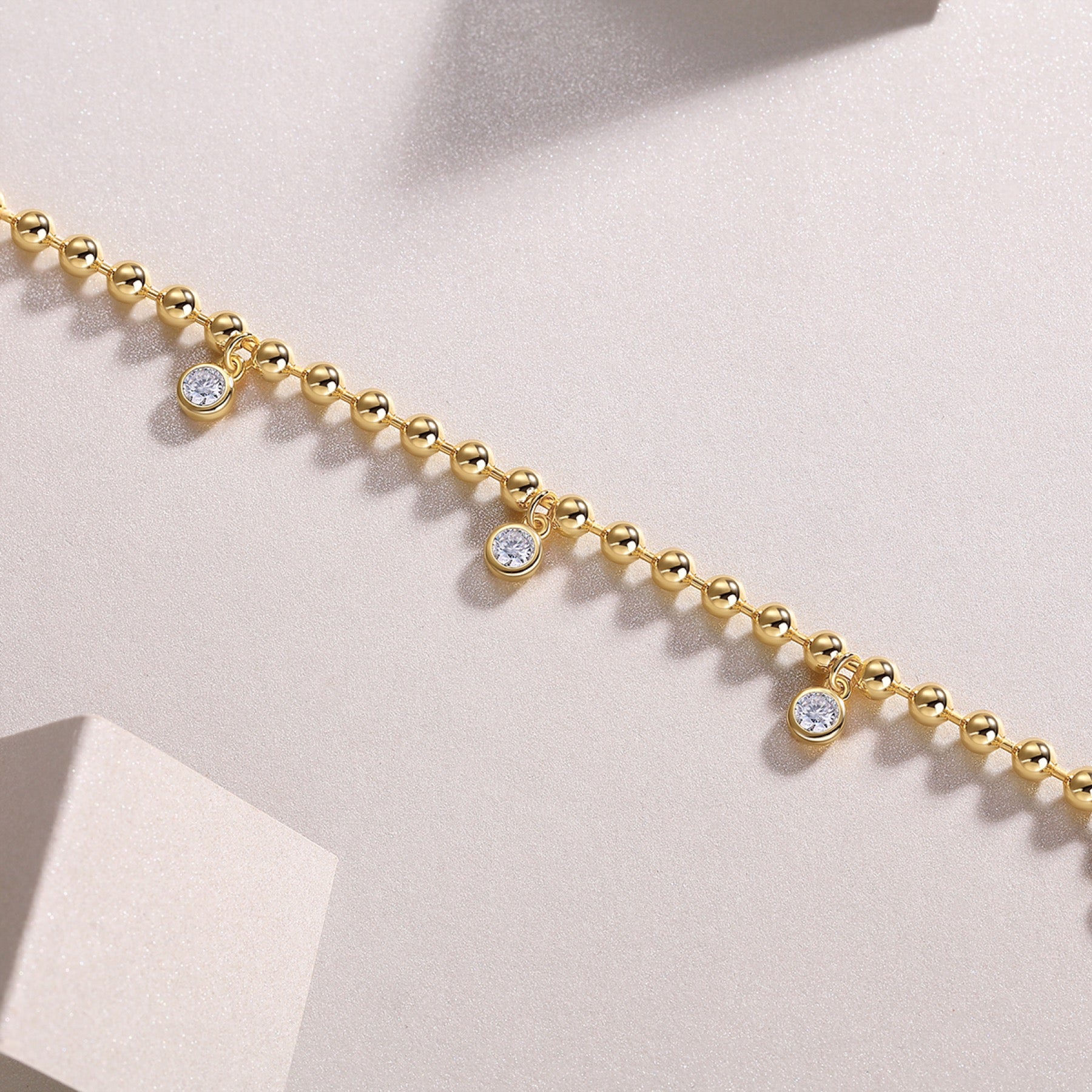 Chime Moissanite Beaded Bracelet in Gold-Tone Sterling Silver