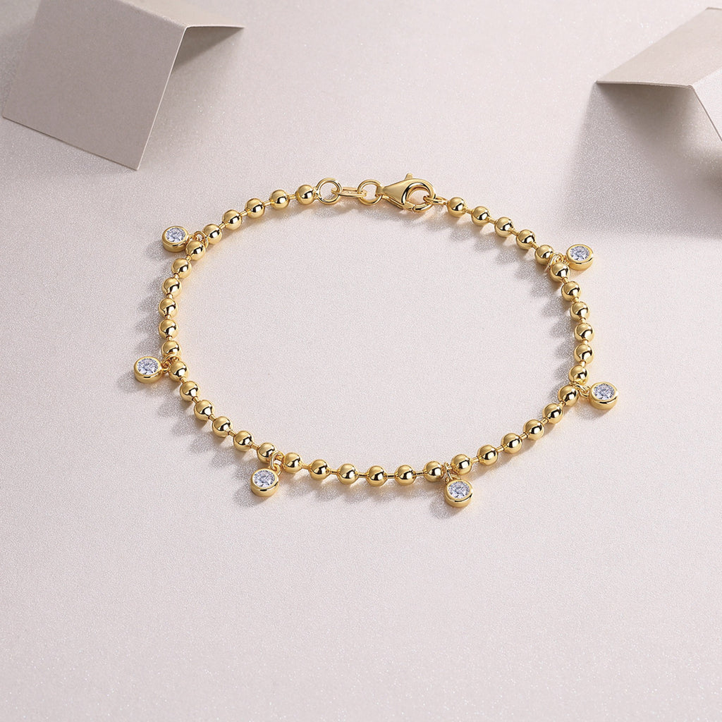 Chime Moissanite Beaded Bracelet in Gold-Tone Sterling Silver
