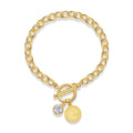 Sentiero Moissanite Chain Bracelet in Gold-Tone Sterling Silver