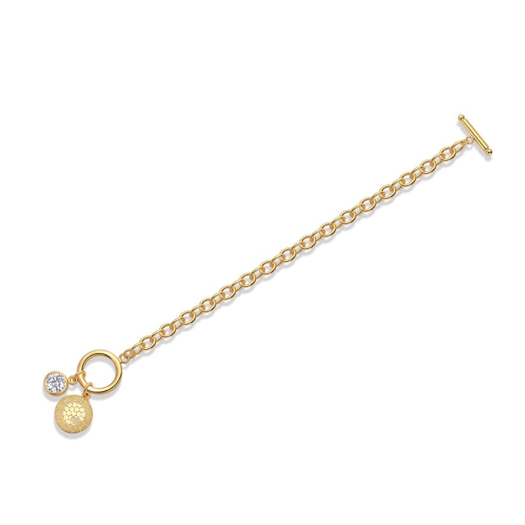 Sentiero Moissanite Chain Bracelet in Gold-Tone Sterling Silver