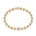Perlaggio Moissanite Beaded Bracelet in Gold-Tone Sterling Silver