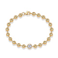 Perlaggio Moissanite Beaded Bracelet in Gold-Tone Sterling Silver