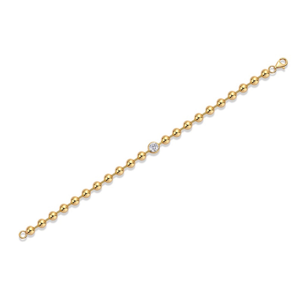 Perlaggio Moissanite Beaded Bracelet in Gold-Tone Sterling Silver