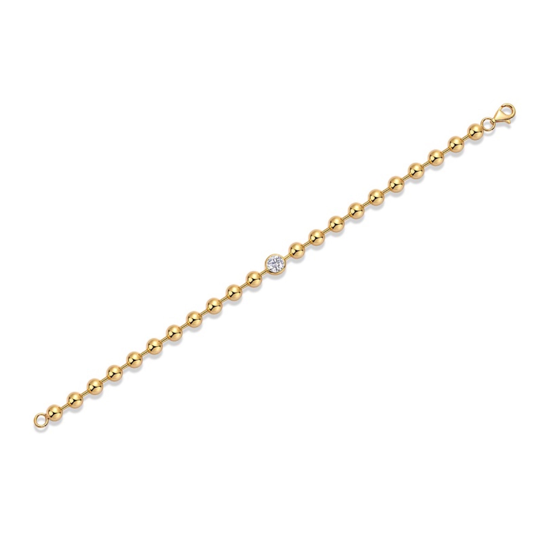 Perlaggio Moissanite Beaded Bracelet in Gold-Tone Sterling Silver