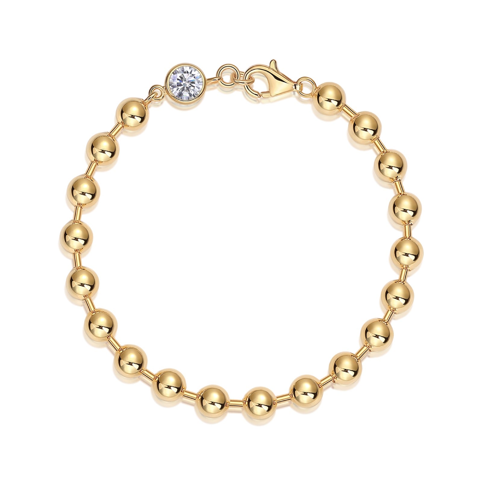 Perlastra Moissanite Beaded Bracelet in Gold-Tone Sterling Silver
