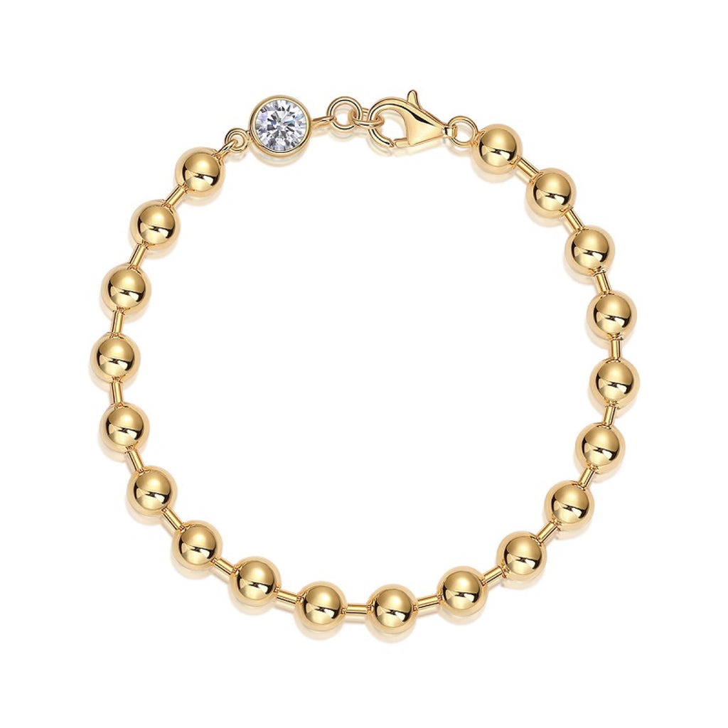 Perlastra Moissanite Beaded Bracelet in Gold-Tone Sterling Silver