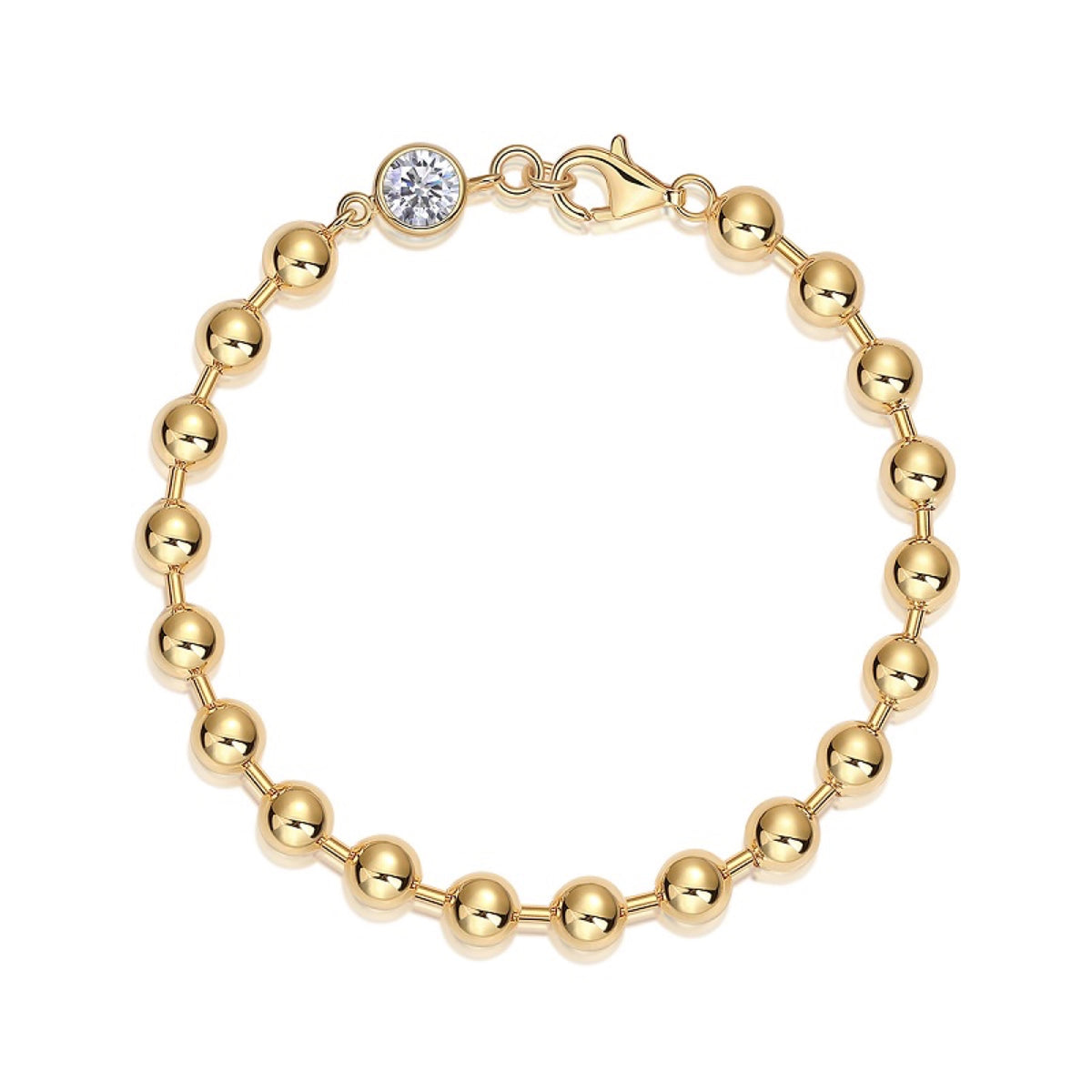 Perlastra Moissanite Beaded Bracelet in Gold-Tone Sterling Silver