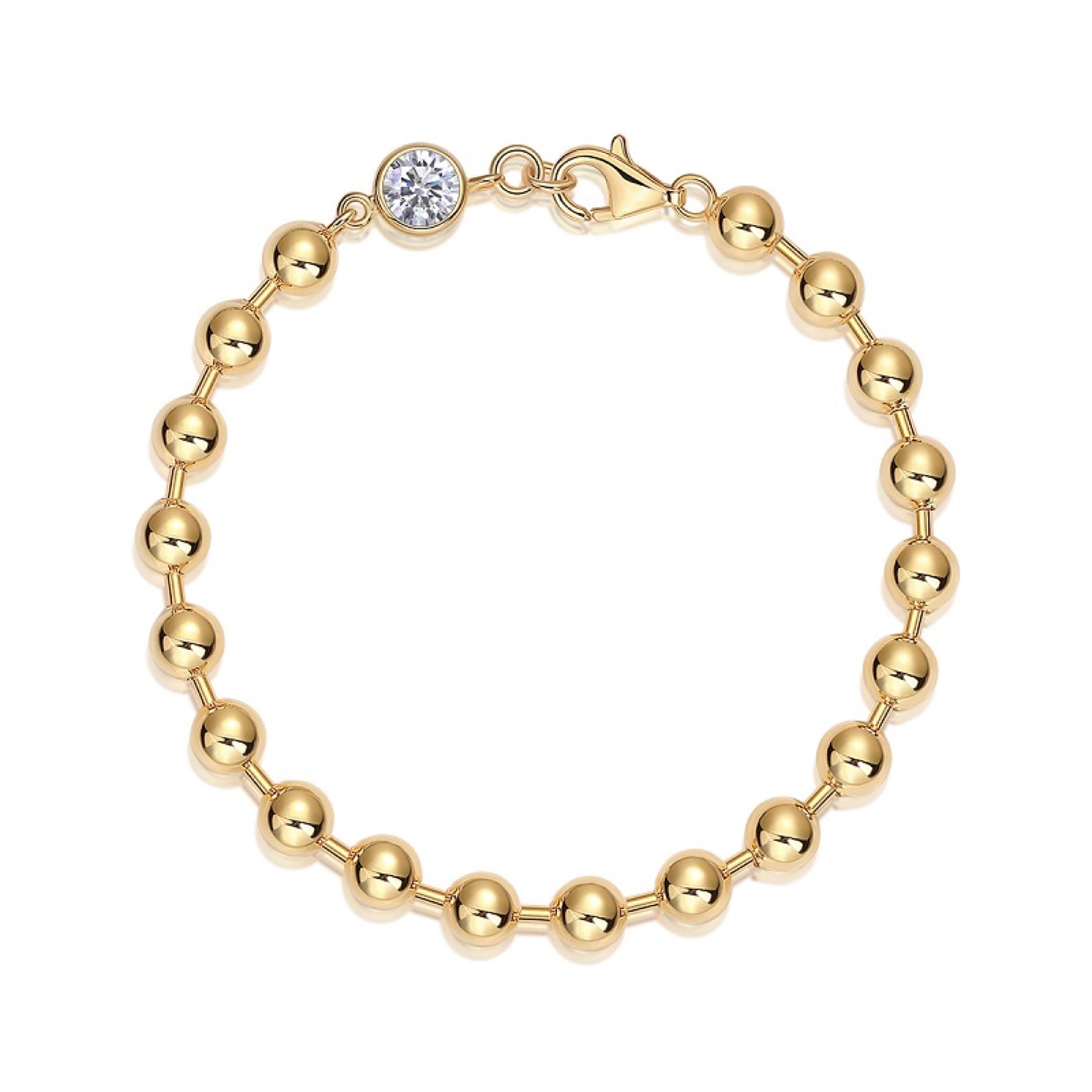 Perlastra Moissanite Beaded Bracelet in Gold-Tone Sterling Silver