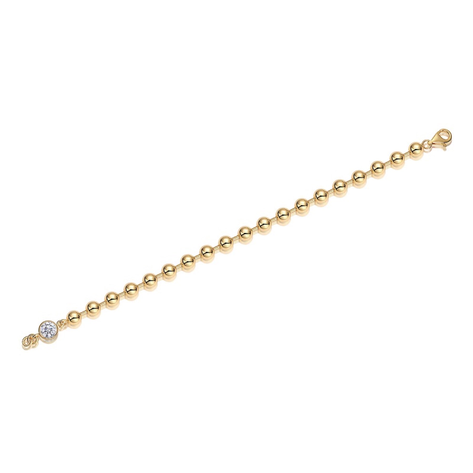 Perlastra Moissanite Beaded Bracelet in Gold-Tone Sterling Silver