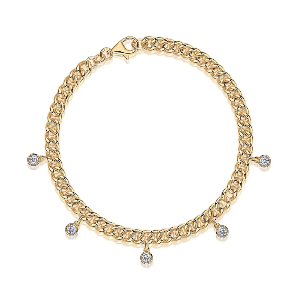 Montenero Moissanite Chain Bracelet in Gold-Tone Sterling Silver