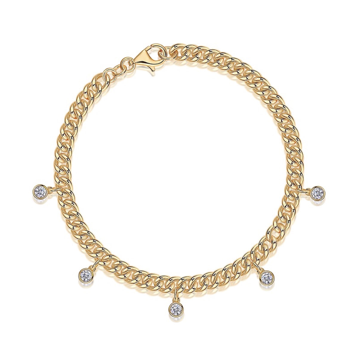 Montenero Moissanite Chain Bracelet in Gold-Tone Sterling Silver