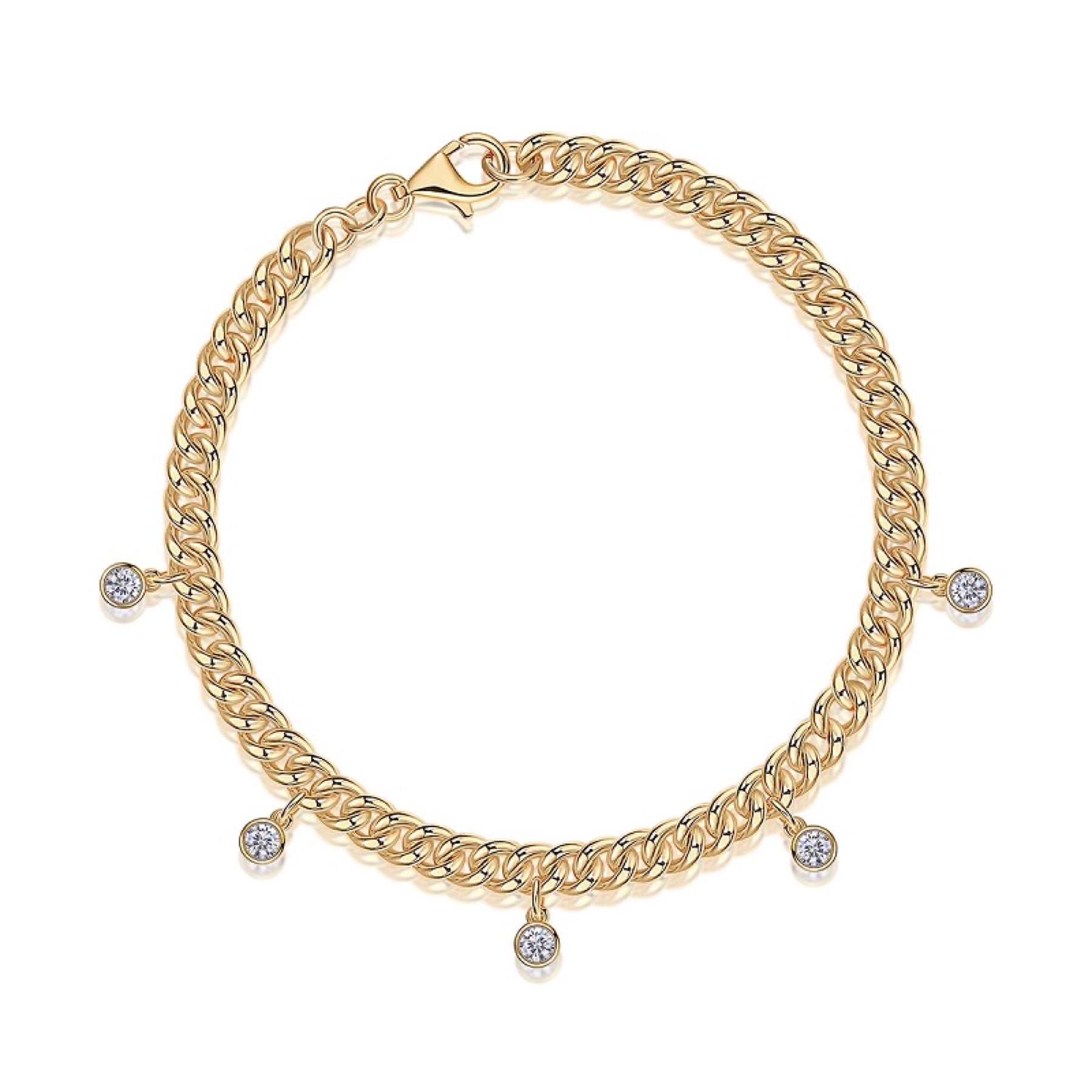 Montenero Moissanite Chain Bracelet in Gold-Tone Sterling Silver