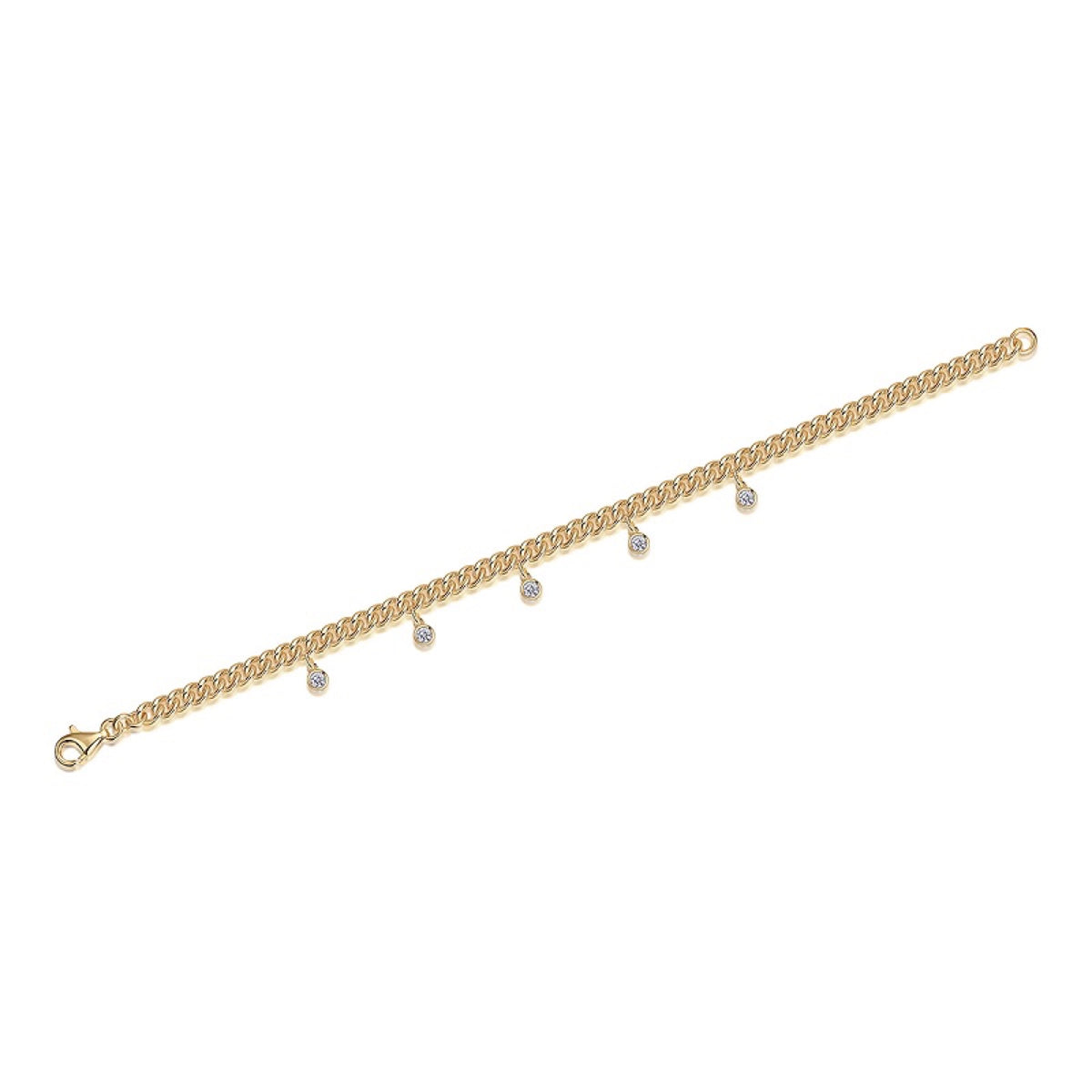 Montenero Moissanite Chain Bracelet in Gold-Tone Sterling Silver