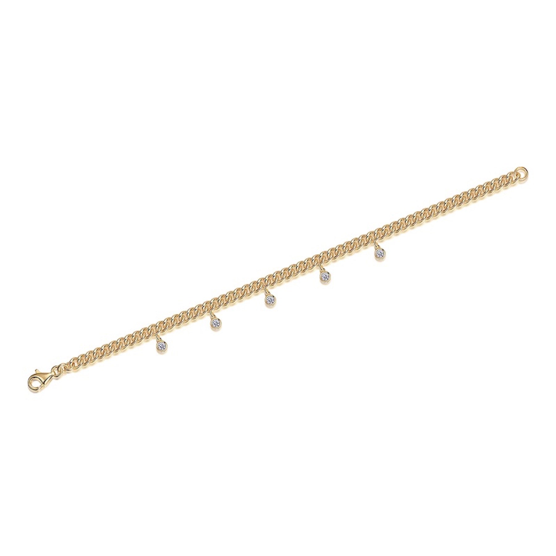 Montenero Moissanite Chain Bracelet in Gold-Tone Sterling Silver