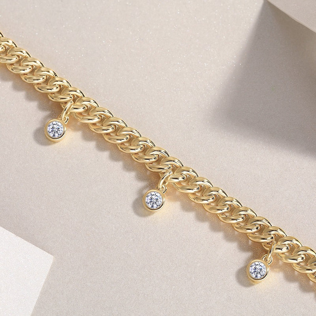 Montenero Moissanite Chain Bracelet in Gold-Tone Sterling Silver