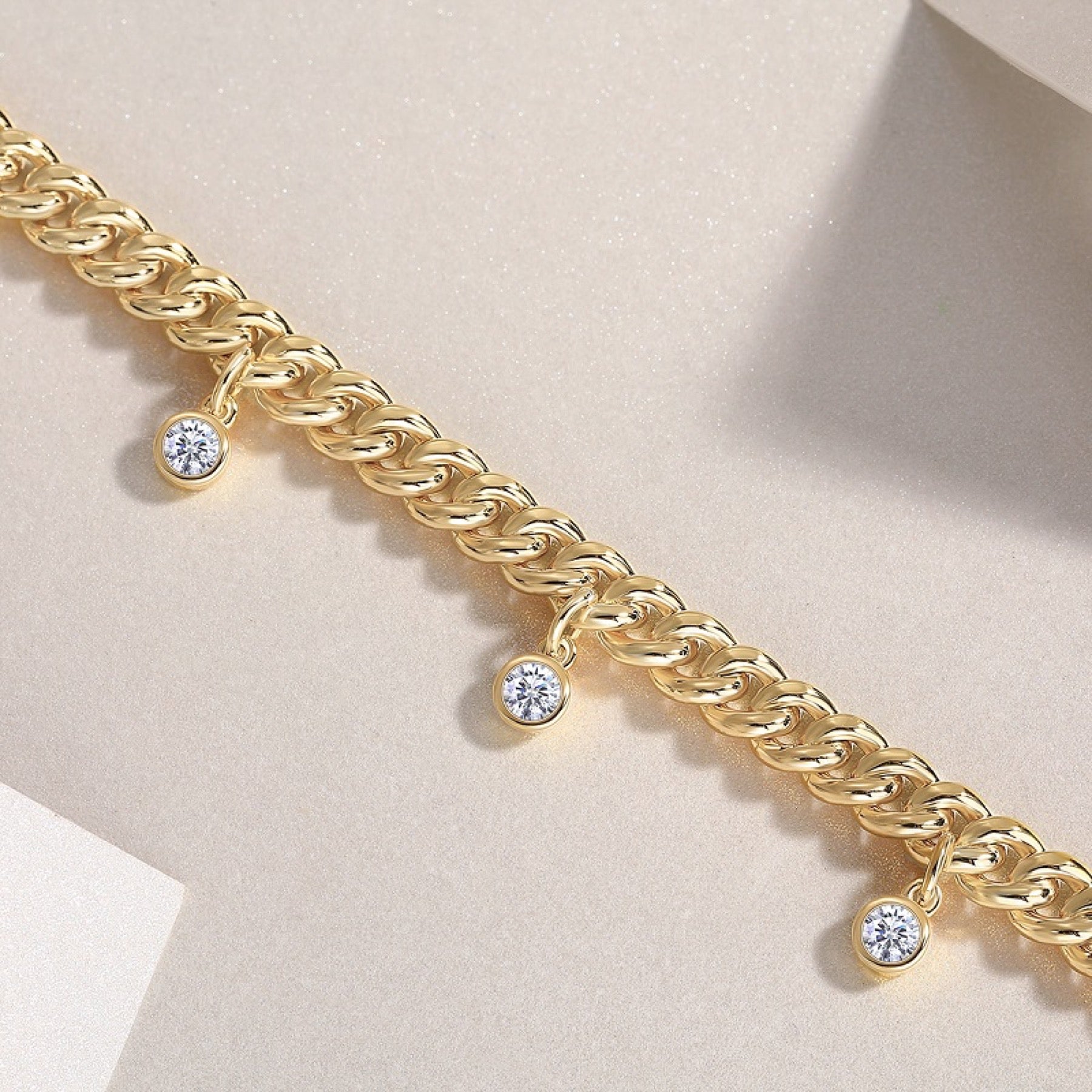Montenero Moissanite Chain Bracelet in Gold-Tone Sterling Silver