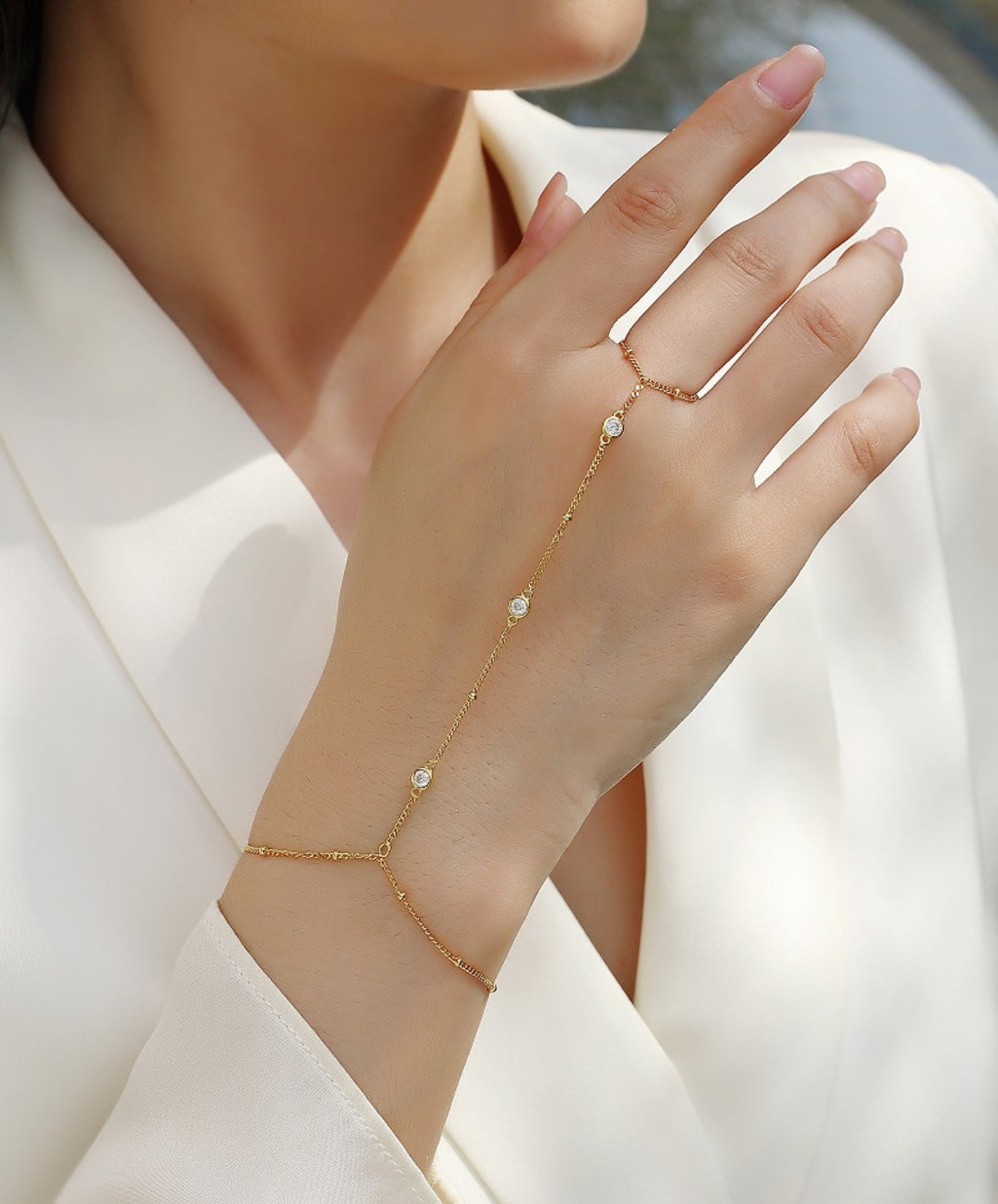 Orizzonte Moissanite Bangle Bracelet in Gold-Tone Sterling Silver