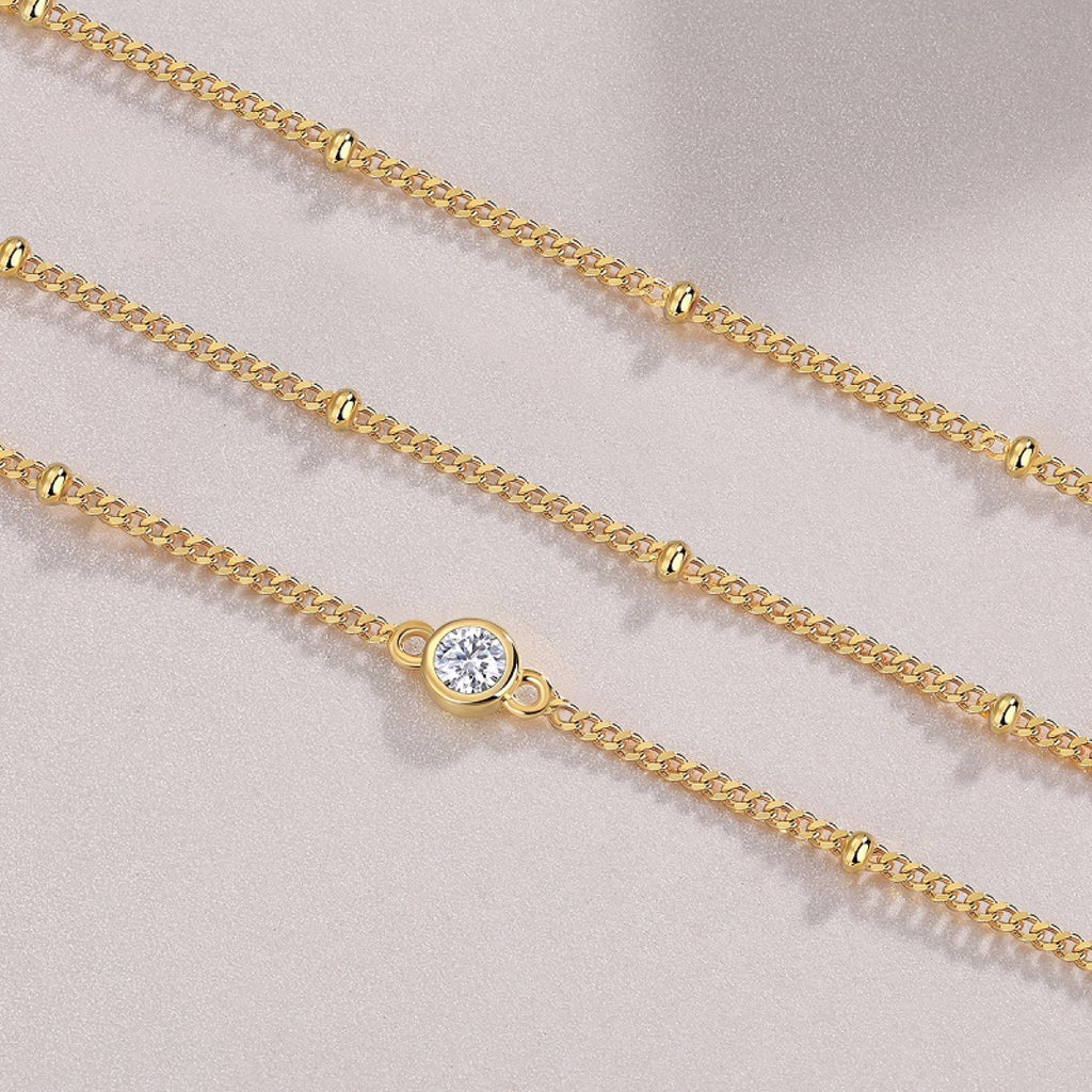 Orizzonte Moissanite Bangle Bracelet in Gold-Tone Sterling Silver