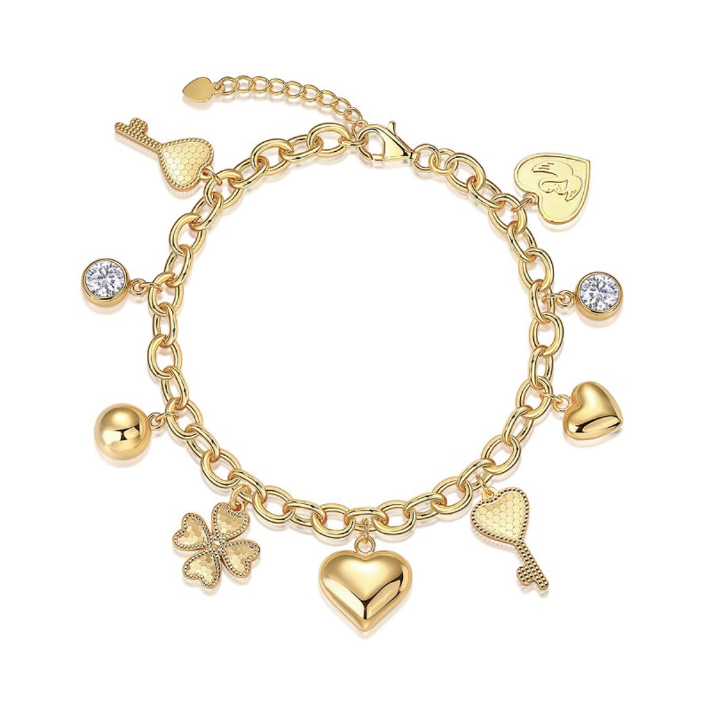 Amuleti Moissanite Charm Bracelet in Gold-Tone Sterling Silver