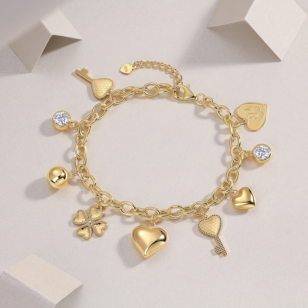 Amuleti Moissanite Charm Bracelet in Gold-Tone Sterling Silver