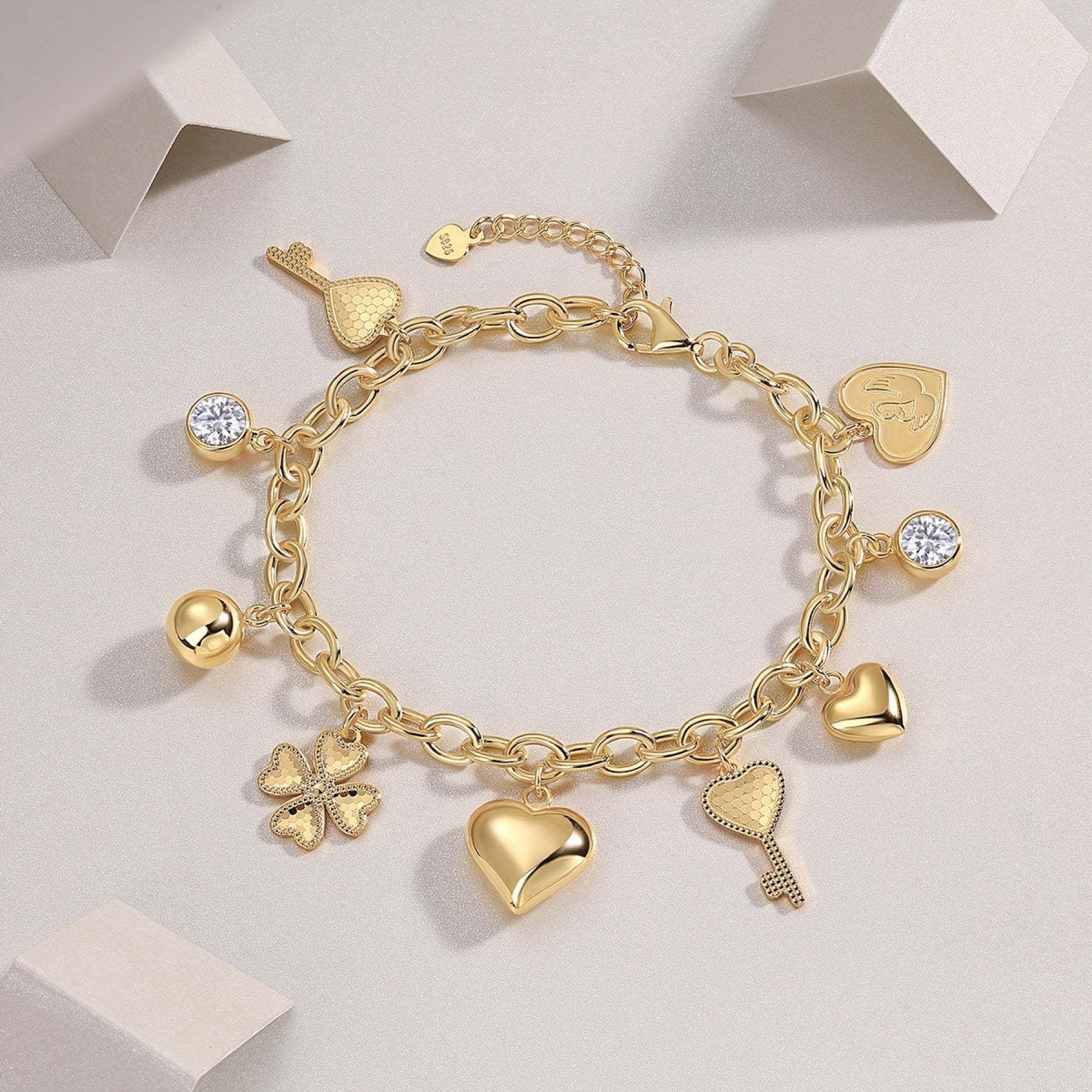 Amuleti Moissanite Charm Bracelet in Gold-Tone Sterling Silver