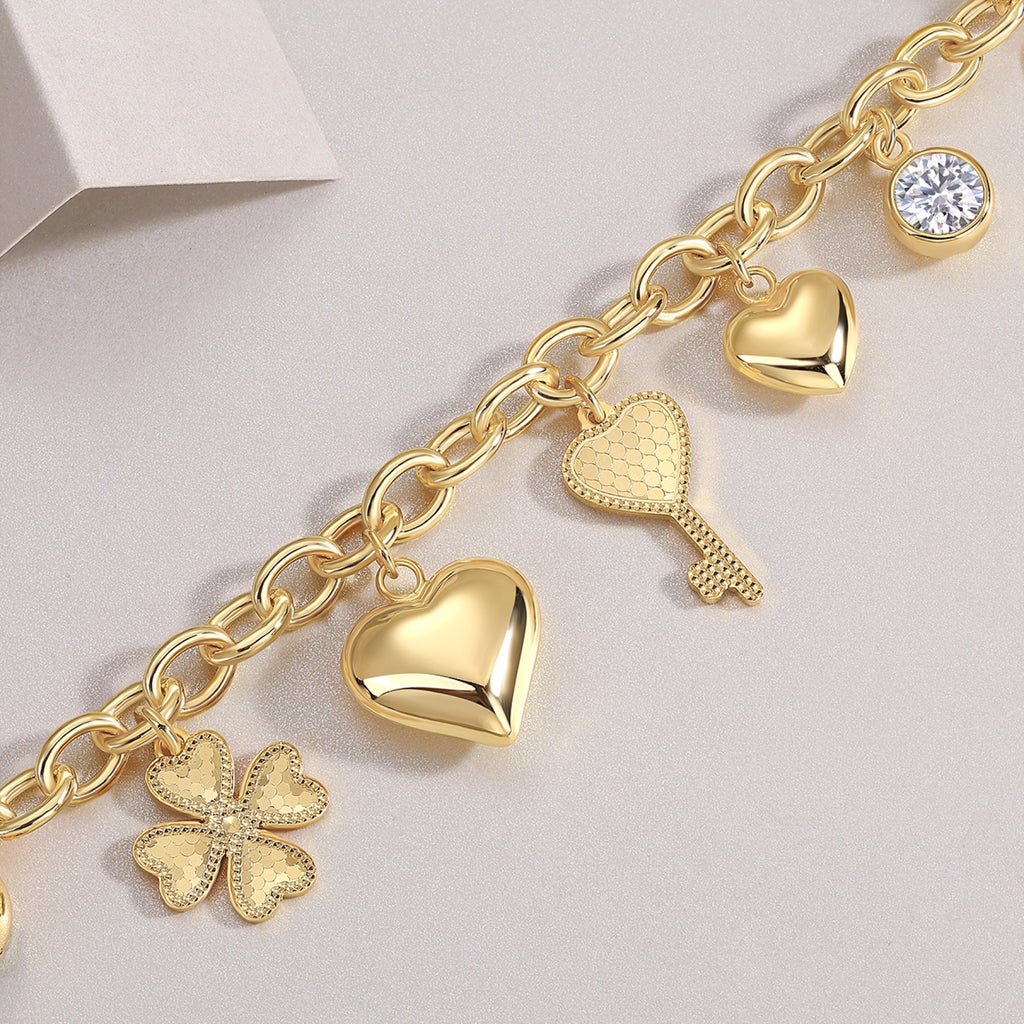 Amuleti Moissanite Charm Bracelet in Gold-Tone Sterling Silver