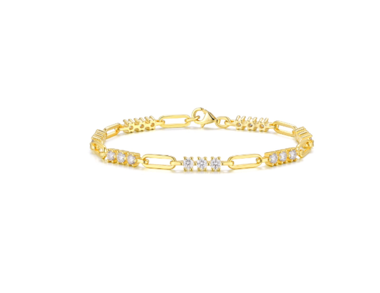 Fermaglio Moissanite Chain Bracelet in Gold-Tone Sterling Silver