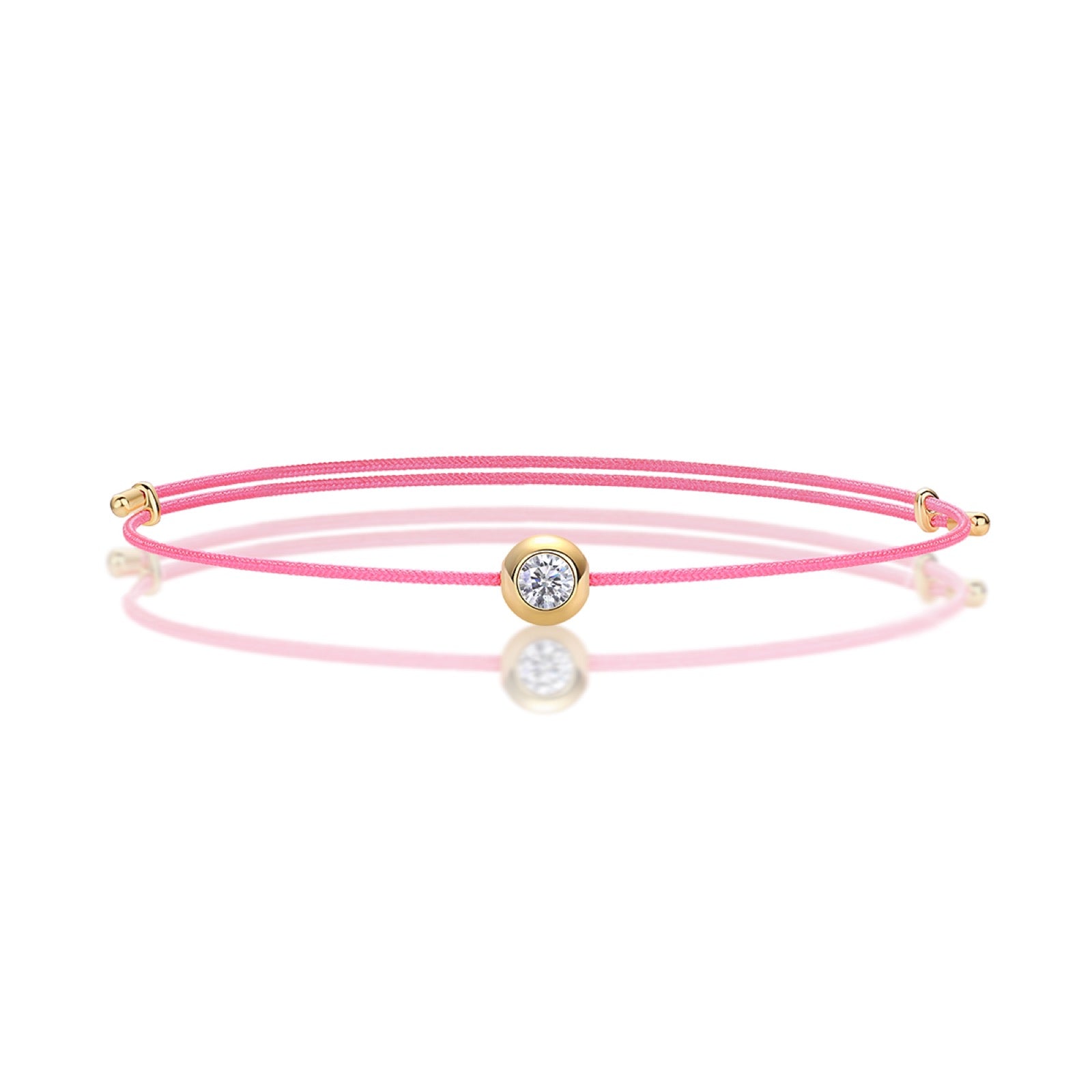 Caramella Moissanite Pink Cord Bracelet