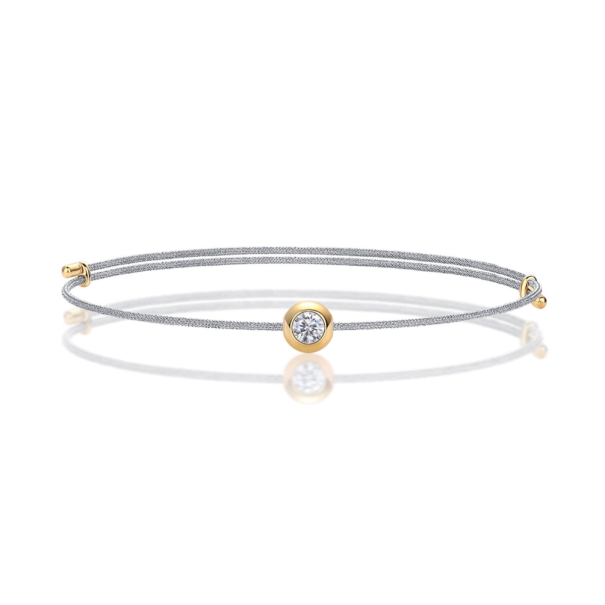 Nuvola Moissanite Gray Cord Bracelet