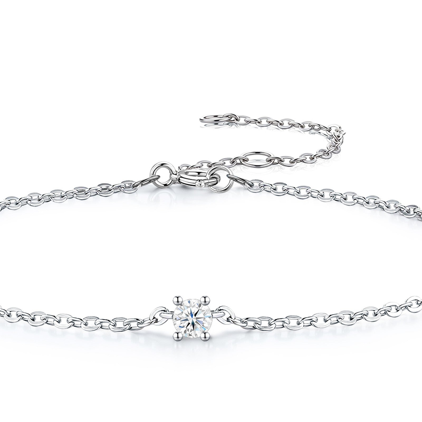 Astrolina Moissanite Chain Bracelet in Sterling Silver — detail