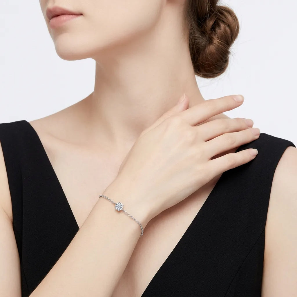 Astrolina Moissanite Chain Bracelet in Sterling Silver