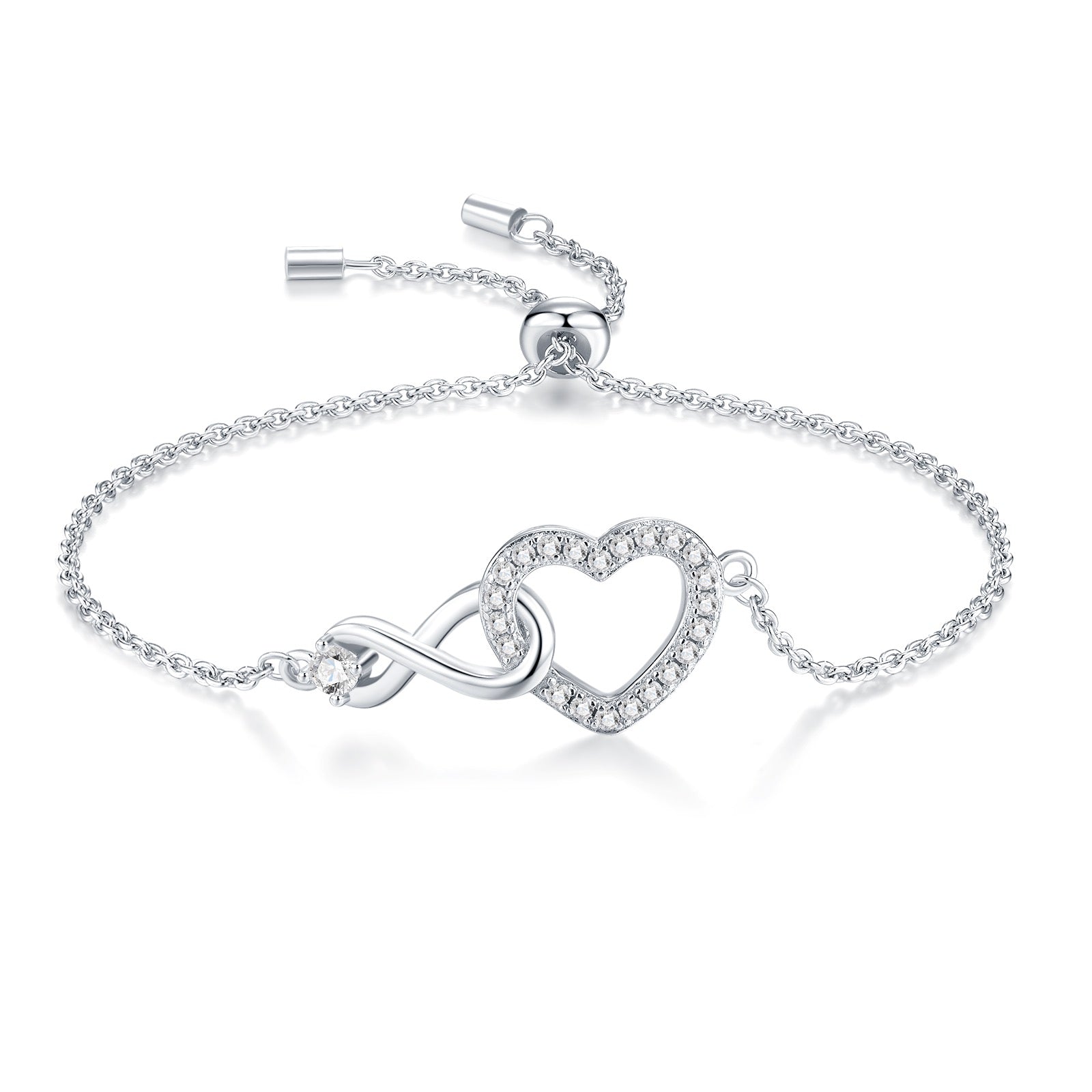 Infinicuore Moissanite Chain Bracelet in Sterling Silver